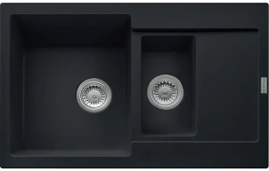 Кухонная мойка Franke Maris, Фрагранит, прямоугольная, без крыла, 780х500х200, чаша-2, накладная, MRG 651-78, Черный матовый №1