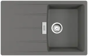 Мойка кухонная Franke Centro, фрагранит, прямоугольник, с крылом, 780х500х200мм, чаша – 1, накладная, CNG 611-78, серый камень №1