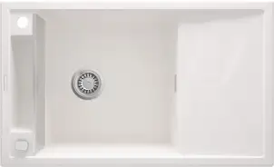Мойка кухонная Deante Magnetic, гранит, прямоугольная, с крылом, 820х500х219мм, чаша - 1, накладная, алебастр №2