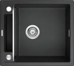 Мойка кухонная Deante Magnetic, гранит, квадрат, без крыла, 560х500х219мм, чаша – 1, накладная, металлический графит