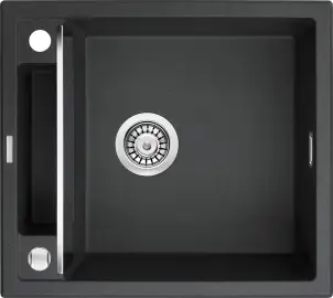 Мойка кухонная Deante Magnetic, гранит, квадрат, без крыла, 560х500х219мм, чаша – 1, накладная, металлический графит №2