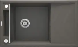 Мойка кухонная Deante Magnetic, гранит, прямоугольная, с крылом, 820х500х219мм, чаша - 1, накладная, антрацит