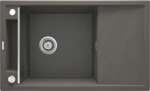 Мойка кухонная Deante Magnetic, гранит, прямоугольная, с крылом, 820х500х219мм, чаша - 1, накладная, антрацит №2