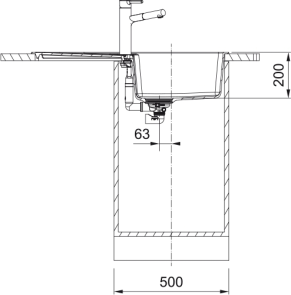 Мойка кухонная Franke Centro, фрагранит, прямоугольник, с крылом, 860х500х200мм, чаша – 1, накладная, CNG 611-86, оникс №4