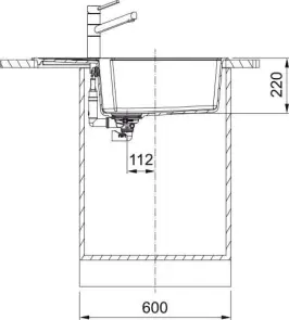 Мийка кухонна Franke Urban, Фраграніт, прямокутник, з крилом, 780х500х220мм, чаша - 1, накладна, UBG 611-78 XL , онікс №4