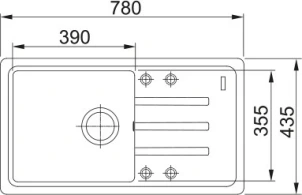 Мойка кухонная Franke Malta, фрагранит, прямоугольник, с крылом, 780х435х200мм, чаша – 1, накладная, оборотная, BSG 611-78, Черный матовый №3