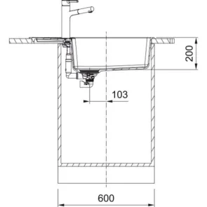 Мойка кухонная Franke Centro, фрагранит, прямоугольник, с крылом, 780х500х200мм, чаша - 1, накладная, CNG 611-78 XL, оникс №4