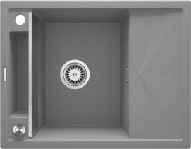Мойка кухонная Deante Magnetic, гранит, прямоугольная, с крылом, 640х500х219мм, чаша - 1, врезная, Серый