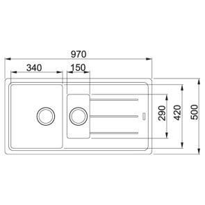 Мойка кухонная Franke Basis фрагранит, прямоуголь., с крылом, 970х500х200мм, чаша - 2, врезная, Бежевый №4
