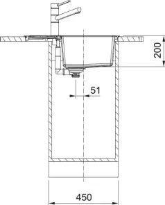 Мийка кухонна Franke Sirius 2 Тектонайт, прямокут., з крилом, 620х500х200мм, чаша - 1, врізна, бежевий №4