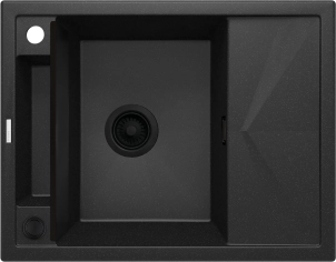 Мийка кухонна Deante Magnetic, граніт, прямокут., з крилом, 640х500х219мм, чаша - 1, врізна, металічний графіт №1
