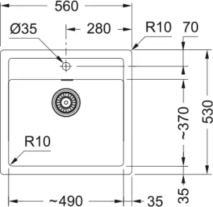 Мийка кухонна Franke Sirius Тектонайт, прямокут., без крила, 560х530х200мм, чаша - 1, врізна, бежевий №3
