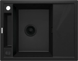 Мийка кухонна Deante Magnetic, граніт, прямокут., з крилом, 640х500х219мм, чаша - 1, врізна, чорний матовий в магазині TVOE