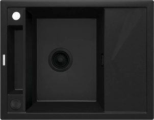 Мийка кухонна Deante Magnetic, граніт, прямокут., з крилом, 640х500х219мм, чаша - 1, врізна, чорний матовий №1