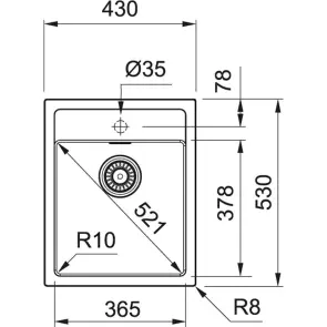Мийка кухонна Franke Sirius Тектонайт, прямокут., без крила, 430х530х200мм, чаша - 1, врізна, бежевий №3