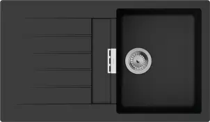 Мийка кухонна Hansgrohe S52, граніт, прямокутник, з крилом, 840х480х190мм, чаша - 1, врізна, S520-F345, чорний графіт №2