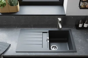 Мойка кухонная Hansgrohe S52, гранит, прямоугольник, с крылом, 980х480х190мм, чаша - 1, врезная, S52-F480, Серый камень №3
