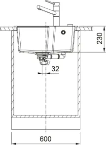Мойка кухонная Franke Urban Фрагранит, прямоугольная, без крыла, 560х500х230мм, чаша - 1, врезная, оникс №4