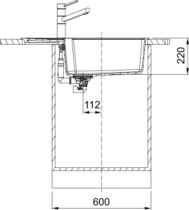 Мойка кухонная Franke Urban, фрагранит, прямоугольник, с крылом, 780х500х220мм, чаша - 1, врезная, оборотная, UBG 611-78 XL, Черный матовый №4