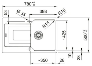 Мойка кухонная Franke Urban, фрагранит, прямоугольник, с крылом, 780х500х220мм, чаша – 1, врезная, оборотная, UBG 611-78, Черный матовый №3