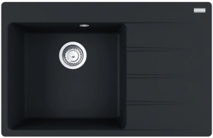Мойка кухонная Franke Centro, фрагранит, прямоугольник, с крылом, 780х500х200мм, чаша - 1, накладная, CNG 611-78 TL, Черный матовый №1