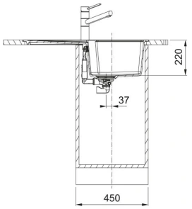 Мойка кухонная Franke Urban, фрагранит, прямоугольник, с крылом, 780х500х220мм, чаша – 1, врезная, оборотная, UBG 611-78, Черный матовый №4
