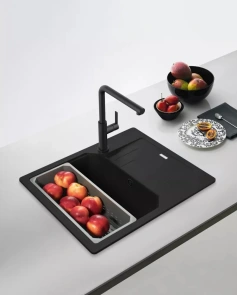 Мийка кухонна Franke Urban, фраграніт, прямокутник, з крилом, 620х500х220мм, чаша - 1, врізна, оборотна, UBG 611-62, онікс №3