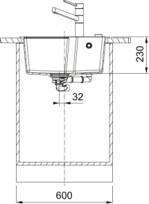 Мойка кухонная Franke Urban, фрагранит, прямоугольник, без крыла, 560х500х230мм, чаша – 1, врезная, UBG 610-56, Серый сланец №4