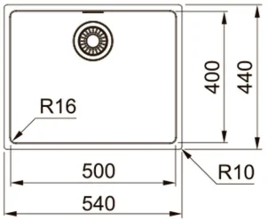 Кухонная мойка Franke Maris, нерж. Сталь, квадрат, без крыла, 540х440х180, чаша-1, врезная, MRX 210-50, хром мат. №4