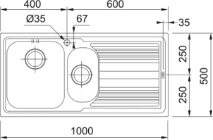 Мойка кухонная Franke Logica, нерж.Сталь, прямоугольник, с крылом, 1000х500х180мм, чаша - 1,5, врезная, line LLL 651, нерж декор №4