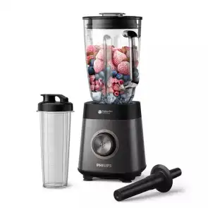 Блендер PHILIPS стационарный Series 5000, 1200Вт, чаша-2000мл, стекло, стакан в комплекте, черный №2