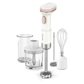 Блендер Sencor погружной Pulse, 180Вт, 4в1, чаша-700мл, беспроводной, USB-C, капучинатор, бело-розовый №2