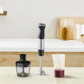 Блендер Tefal погружной Quickchef+ 1000Вт, 2в1, чаша-800мл, чоппер-500мл, турборежим, серебристо-черный №9