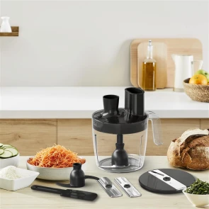 Блендер Tefal заглибний Quickchef+, 1000Вт, 4в1, чаша-800мл, чопер-500мл, кухонний комбайн 5в1, турборежим, сіро-чорний №11
