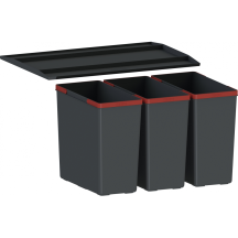 Сортер для сміття Franke Easysort 600-3-0, 3 x 14.5 л, кришка, чорний пластик