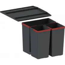 Сортер для сміття Franke Easysort 450-1-2, 2 шт.x 14.5 л, кришка, чорний пластик