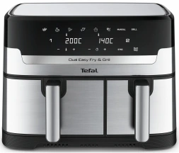Мультипечь Tefal Dual EasyFry&Grill AirFryer, 2700Вт, чаша-5.2+3.1л, сенсорное управл., 2 чаши, гриль, пластик, серо-черный