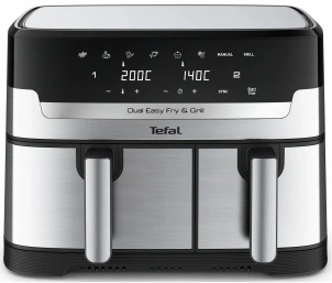 Мультипечь Tefal Dual EasyFry&Grill AirFryer, 2700Вт, чаша-5.2+3.1л, сенсорное управл., 2 чаши, гриль, пластик, серо-черный №1