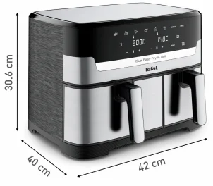 Мультипечь Tefal Dual EasyFry&Grill AirFryer, 2700Вт, чаша-5.2+3.1л, сенсорное управл., 2 чаши, гриль, пластик, серо-черный №4
