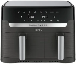 Мультипіч Tefal Dual EasyFry&Grill AirFryer, 2700Вт, чаша-5.2+3.1л, сенсорне керув., 2 чаши, гриль, пластик, чорний