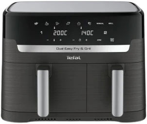 Мультипіч Tefal Dual EasyFry&Grill AirFryer, 2700Вт, чаша-5.2+3.1л, сенсорне керув., 2 чаши, гриль, пластик, чорний №1