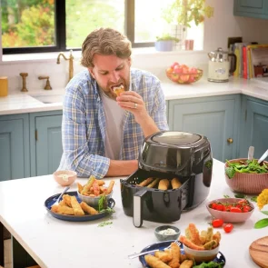 Мультипечь Russell Hobbs SatisFry Air Medium, 1350Вт, чаша-4л, сенсорное управл., алюминий/пластик, черно-серый №10