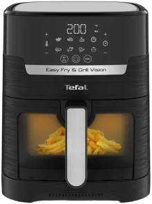 Мультипечь Tefal Easy Fry&Grill Vision Window, 1550Вт, чаша-4.2л, сенсорное управл., 10 программ, с окошком, пластик, черный №1