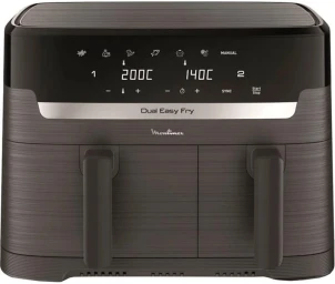 Мультипіч Moulinex Dual Easy Fry, 2700Вт, чаша-5.2+3.1л, сенсорне керув., 2 чаши, гриль, пластик, темно-сірий №1