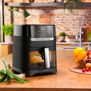 Мультипечь Moulinex Easy Fry&Grill Window, 1550Вт, чаша-4.2л, сенсорное управл., 8 программ, с окошком, пластик, черный №10