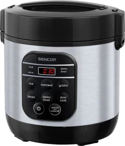 Рисоварка Sencor 350Вт, чаша-0.6л, сенсорное управление, 5 программ, нерж. сталь, пластик, серо-черный №3