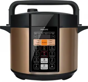 Мультиварка-скороварка Philips DailyCollection, 1000Вт, чаша-6л, электронное управл., нерж. сталь, черный №1
