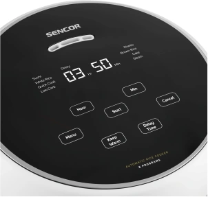 Рисоварка Sencor 350Вт, чаша-0.6л, сенсорне керування, 8 програм, нерж. сталь, пластик, білий №3