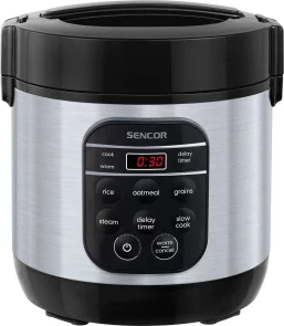 Рисоварка Sencor 350Вт, чаша-0.6л, сенсорное управление, 5 программ, нерж. сталь, пластик, серо-черный №4