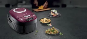 Мультиварка Tefal Spherical, 750Вт, чаша-4л, электронное управл., пластик, черно-бордовый №5